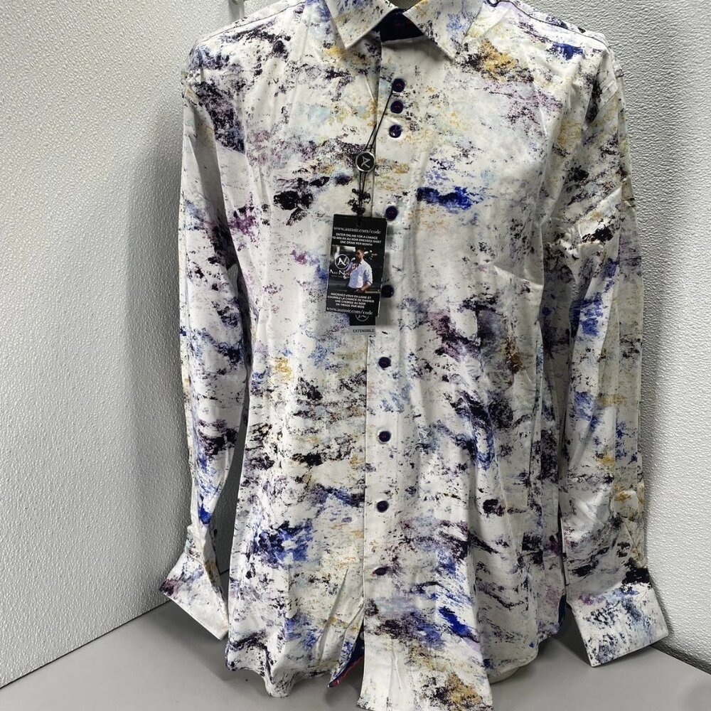 Au Noir Men’s Magnani Long Sleeve Button-Up Shirt White